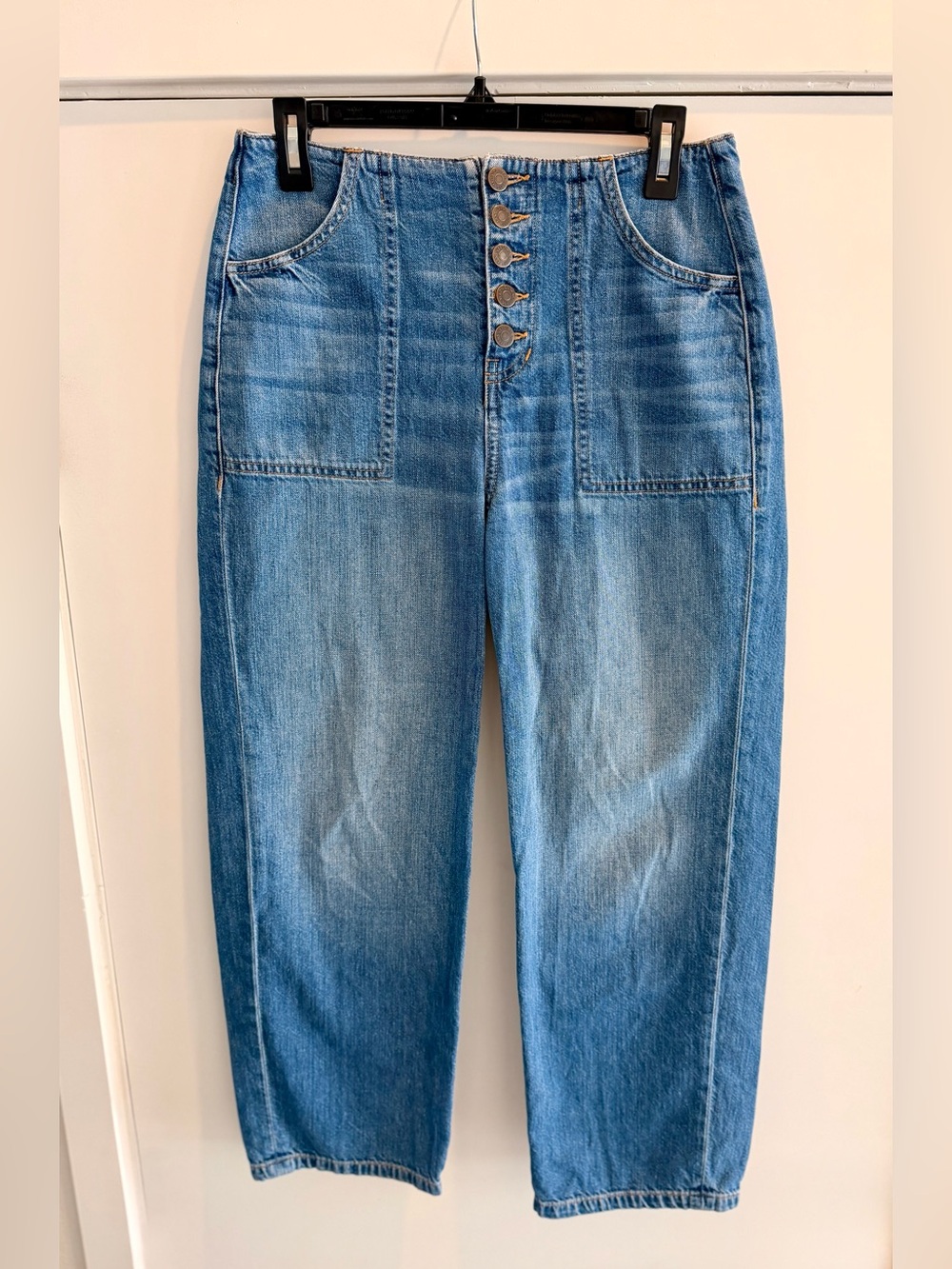 Veronica Beard Crosbie Crop Wide Leg High Rise Button Fly Jeans. Size 27/4